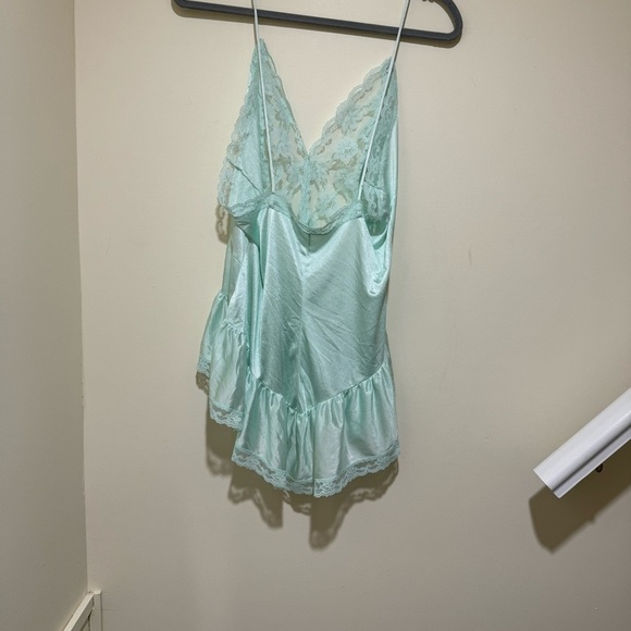 Women’s Vintage Val Mode Blue Lace Sheer Silky Sexy Lingerie Tank Top Size: L - Picture 9 of 15